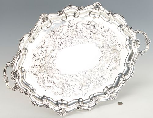 EDWARDIAN STERLING SILVER OVAL TRAY