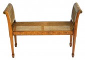 EDWARDIAN WINDOW BENCH, CANED