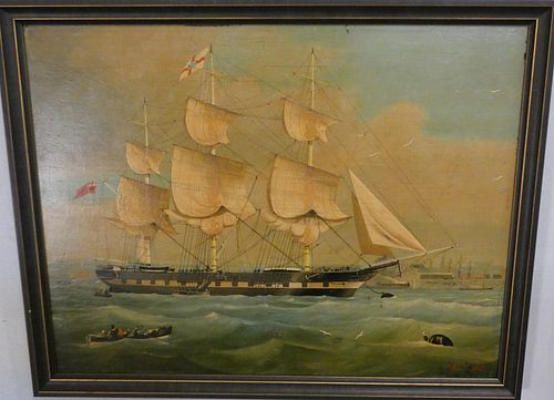 EDWIN PEGRUM SHIP PAINTINGOld oil