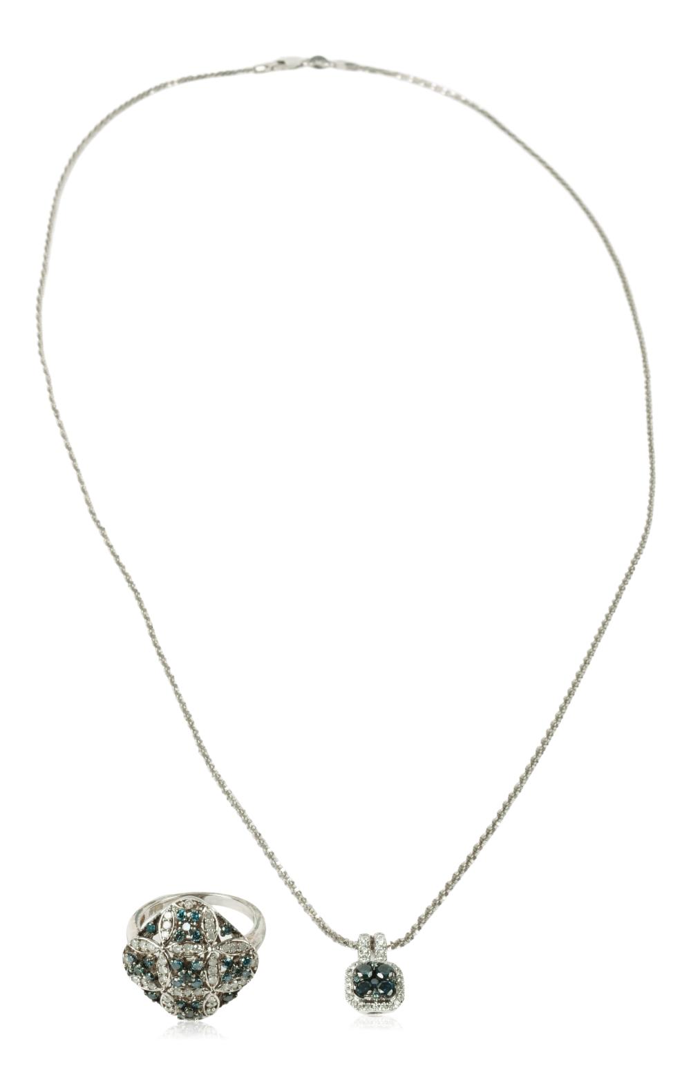 EFFY 14K WHITE GOLD BLUE AND