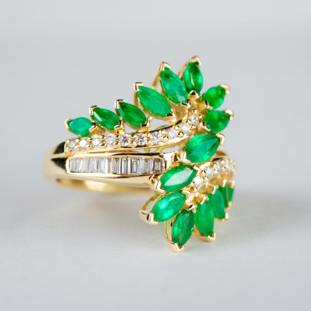EFFY SIGNED EMERALD, DIAMOND AND