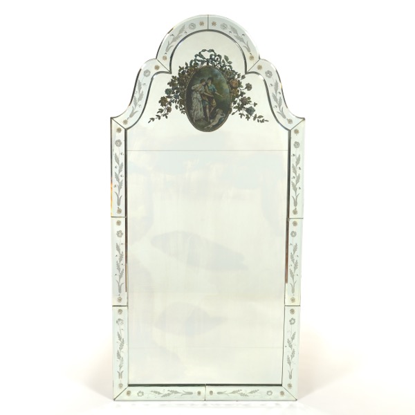 EGLOMISE AND ETCHED GLASS MIRROR