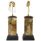 EGLOMISE GILDED GLASS TABLE LA
