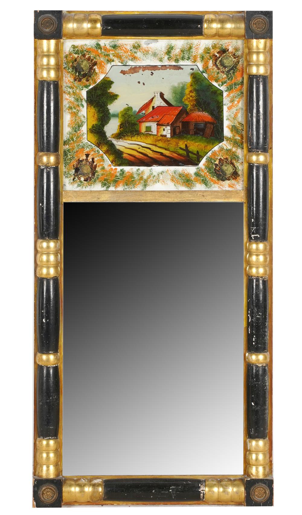 EGLOMISE TRUMEAU MIRRORthe gilt and