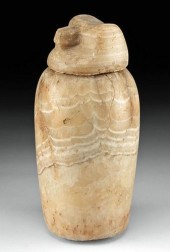 EGYPTIAN ALABASTER CANOPIC JAR