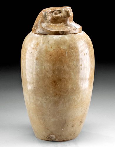EGYPTIAN ALABASTER CANOPIC JAR W/
