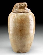 EGYPTIAN ALABASTER CANOPIC JAR
