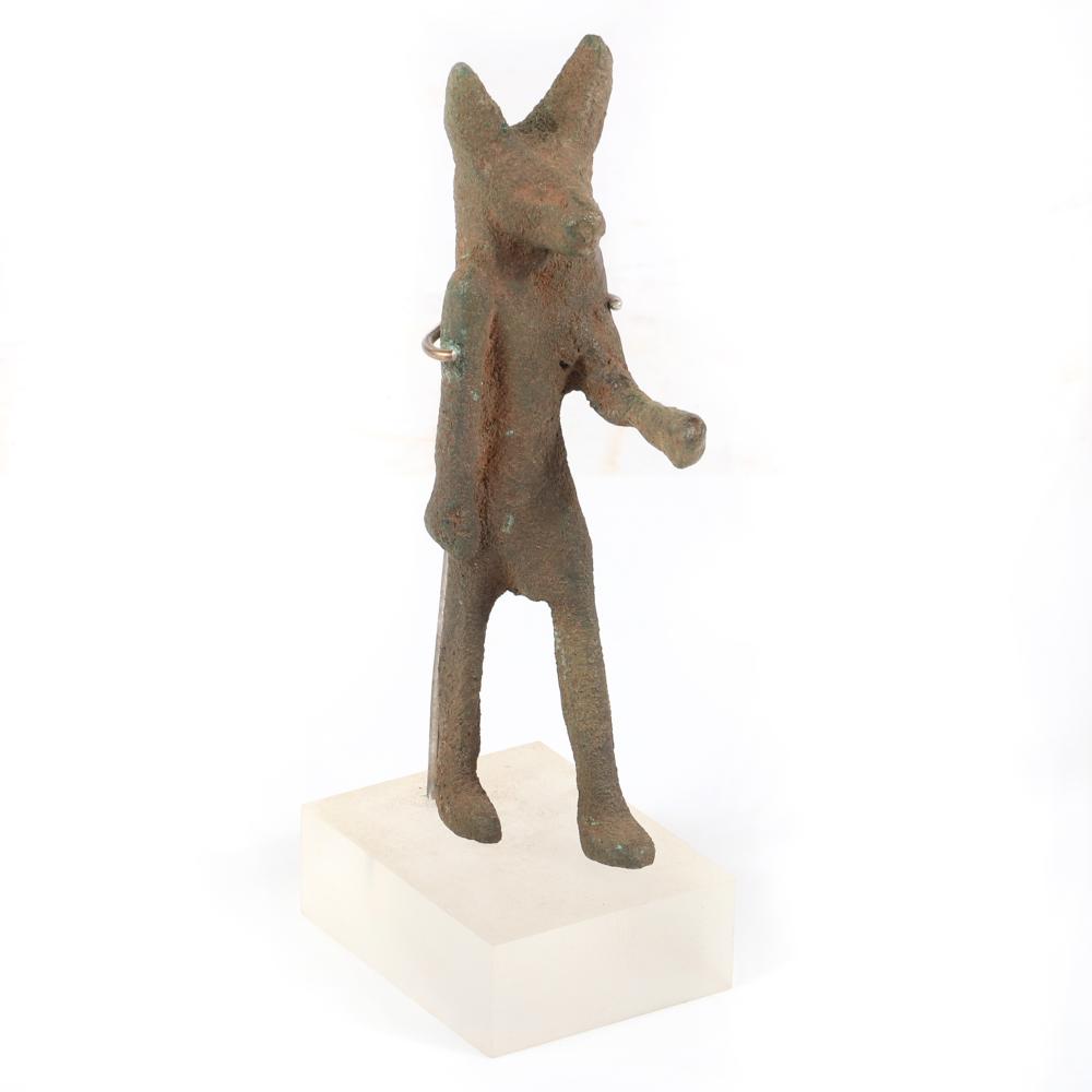 EGYPTIAN BRONZE FUNERARY STATUE;