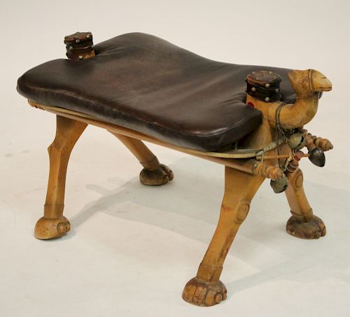 EGYPTIAN CAMEL SADDLE STOOL, E.20TH