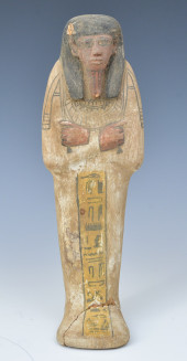 EGYPTIAN CARVED WOOD AND POLYC