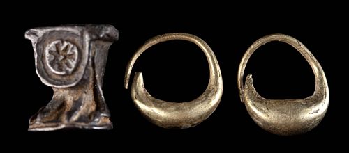 EGYPTIAN ELECTRUM HOOP EARRINGS +