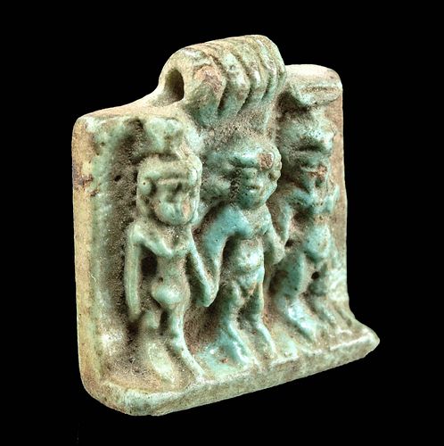 EGYPTIAN FAIENCE AMULET - TRIAD