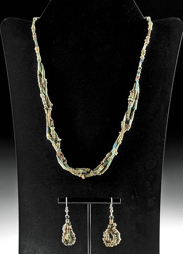 EGYPTIAN FAIENCE EARRING AND