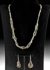 EGYPTIAN FAIENCE EARRING AND N
