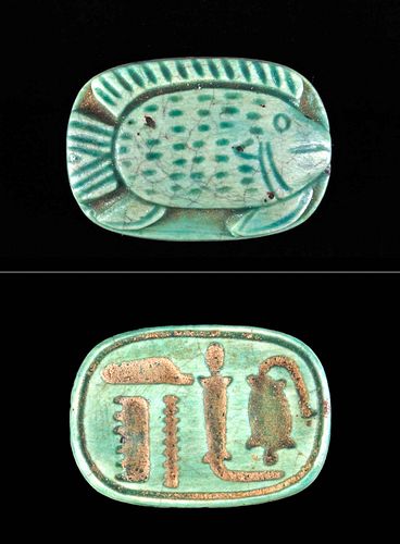 EGYPTIAN FAIENCE FISH SCARABOID