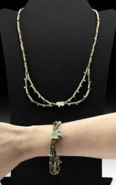 EGYPTIAN FAIENCE NECKLACE & BR