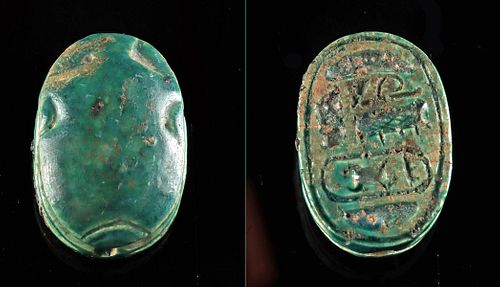 EGYPTIAN FAIENCE SCARAB W/