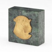 EGYPTIAN GILT BRONZE AND VERDI