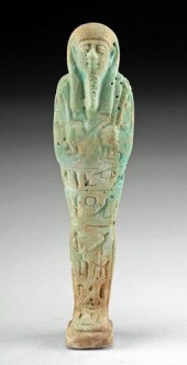 EGYPTIAN GLAZED FAIENCE USHABT