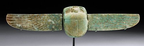 EGYPTIAN GLAZED FAIENCE WINGED