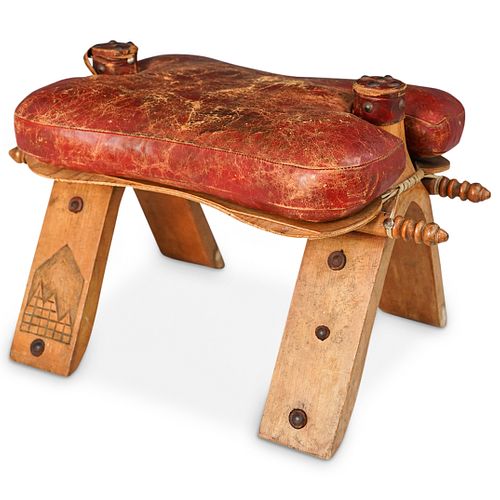 EGYPTIAN LEATHER & WOOD CAMEL
