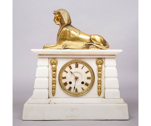 EGYPTIAN MARBLE MANTEL CLOCKW. C.