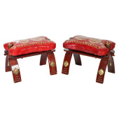 EGYPTIAN PAIR OF LEATHER WOOD