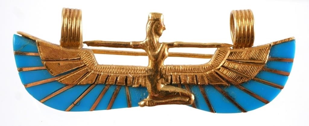 EGYPTIAN REVIVAL 18K TURQUOISE ISIS