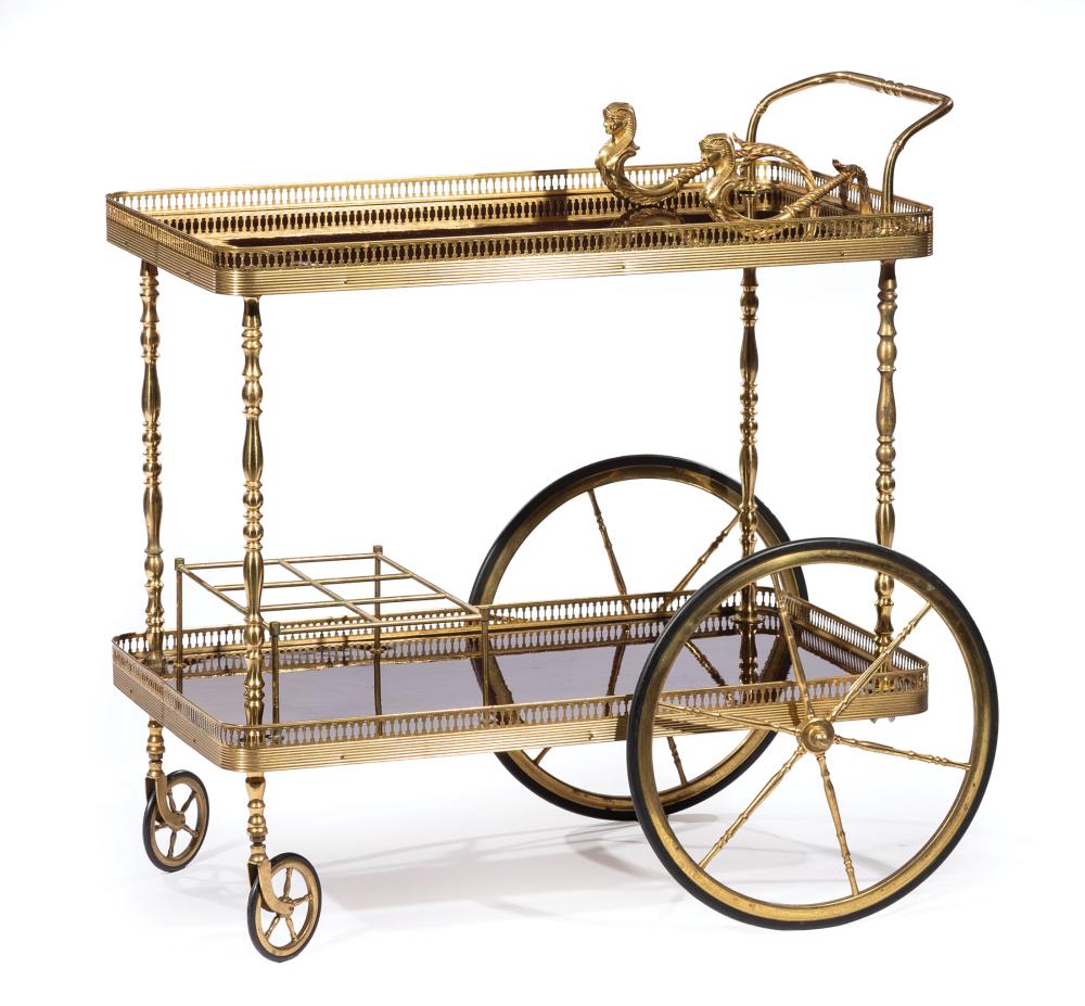 EGYPTIAN REVIVAL BRASS AND WOOD BAR