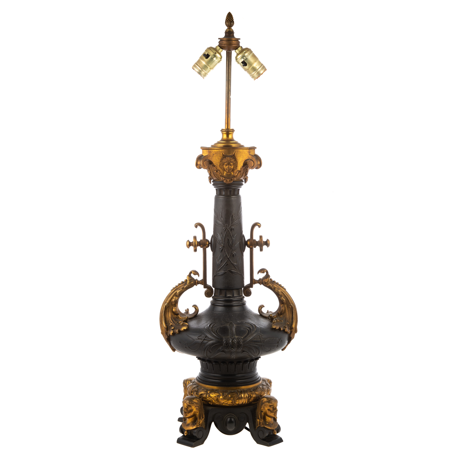 EGYPTIAN REVIVAL BRONZE BOTTLE LAMP