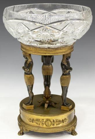EGYPTIAN REVIVAL BRONZE & CUT-GLASS