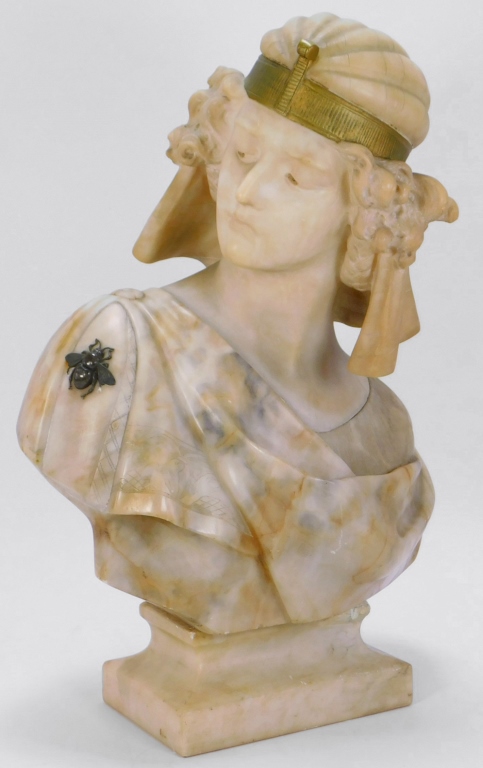 EGYPTIAN REVIVAL CARVED MARBLE BUST