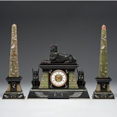 Egyptian Revival Clock Garnitu