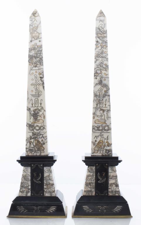 EGYPTIAN REVIVAL MARBLE OBELISKS,