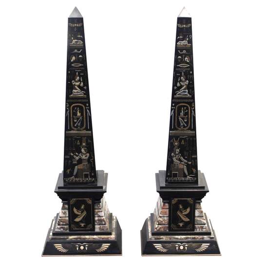 EGYPTIAN REVIVAL MARBLE OBELISKS,