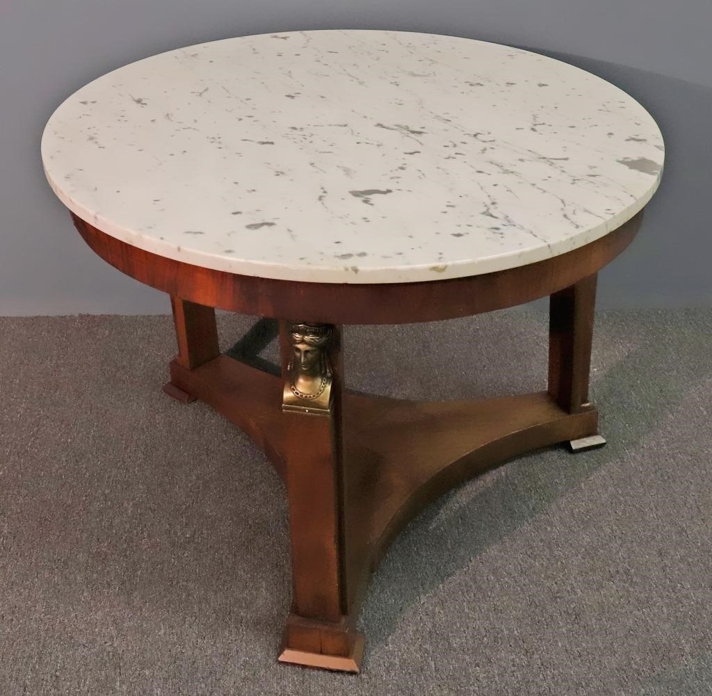 Egyptian revival round marble top