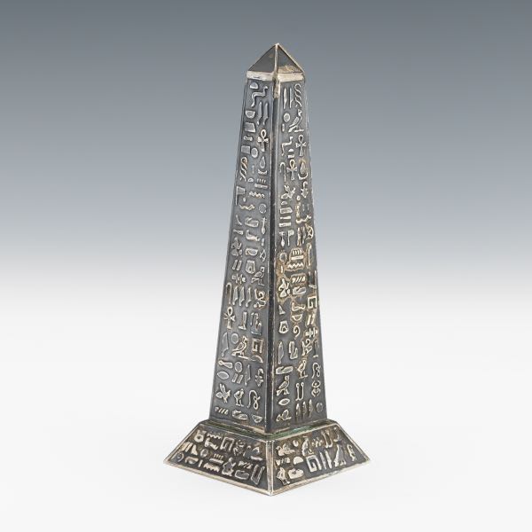 EGYPTIAN REVIVAL SILVER OBELISK,