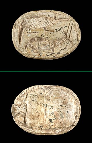 EGYPTIAN STEATITE SCARAB W/