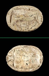 EGYPTIAN STEATITE SCARAB W/ AN