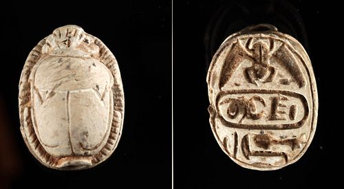 EGYPTIAN STEATITE SCARAB W/