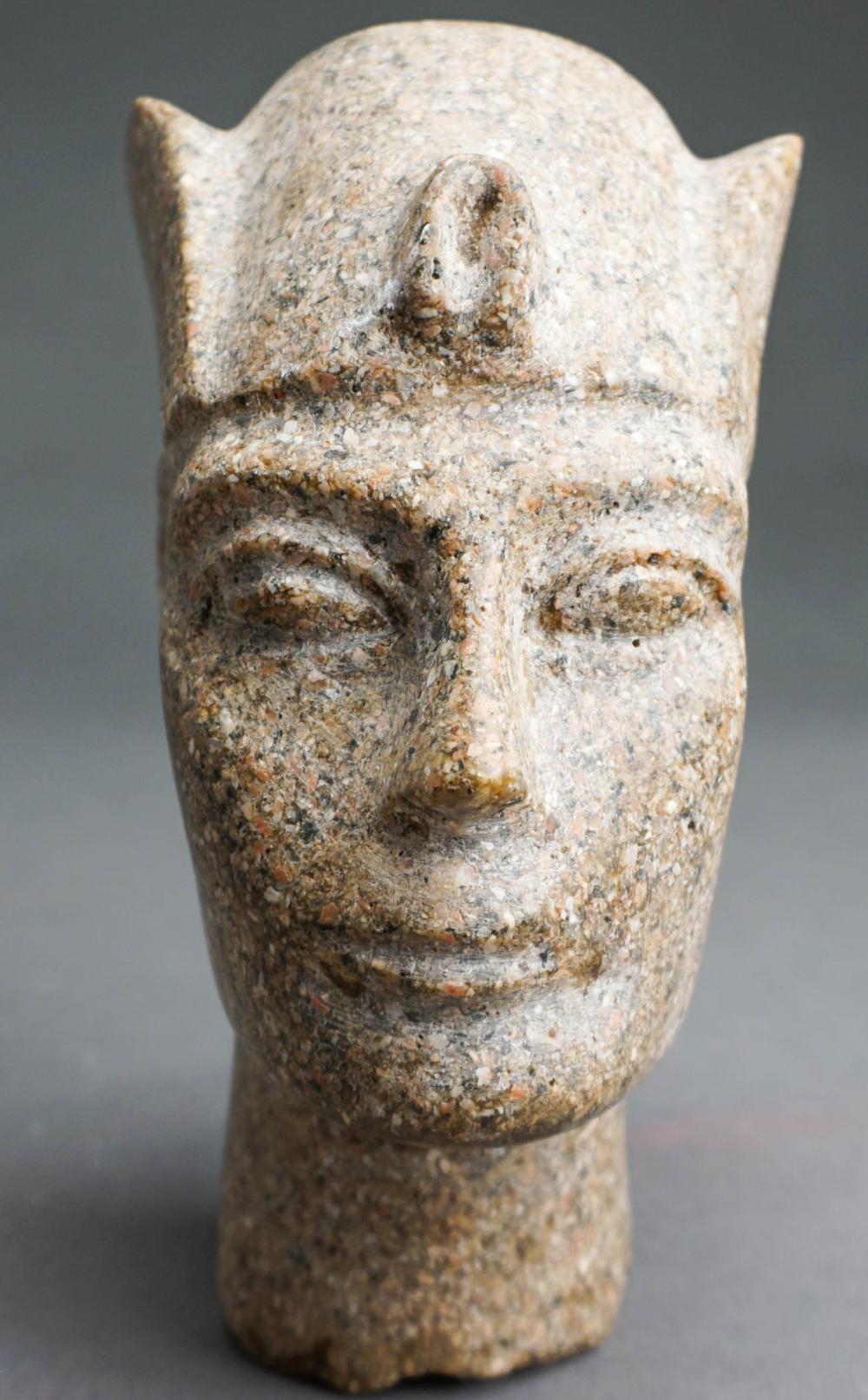EGYPTIAN STYLE GRANITE BUST, H: 9