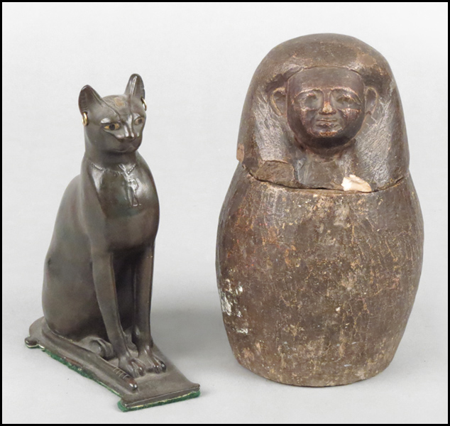 EGYPTIAN STYLE STONE CANOPIC JAR.