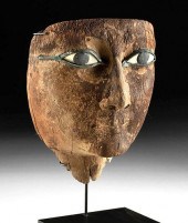 EGYPTIAN WOOD SARCOPHAGUS MASK