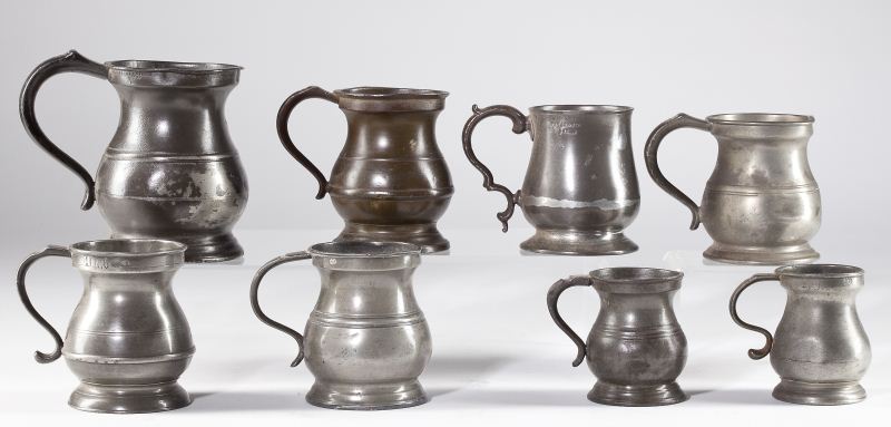 Eight 19th century English Pewter