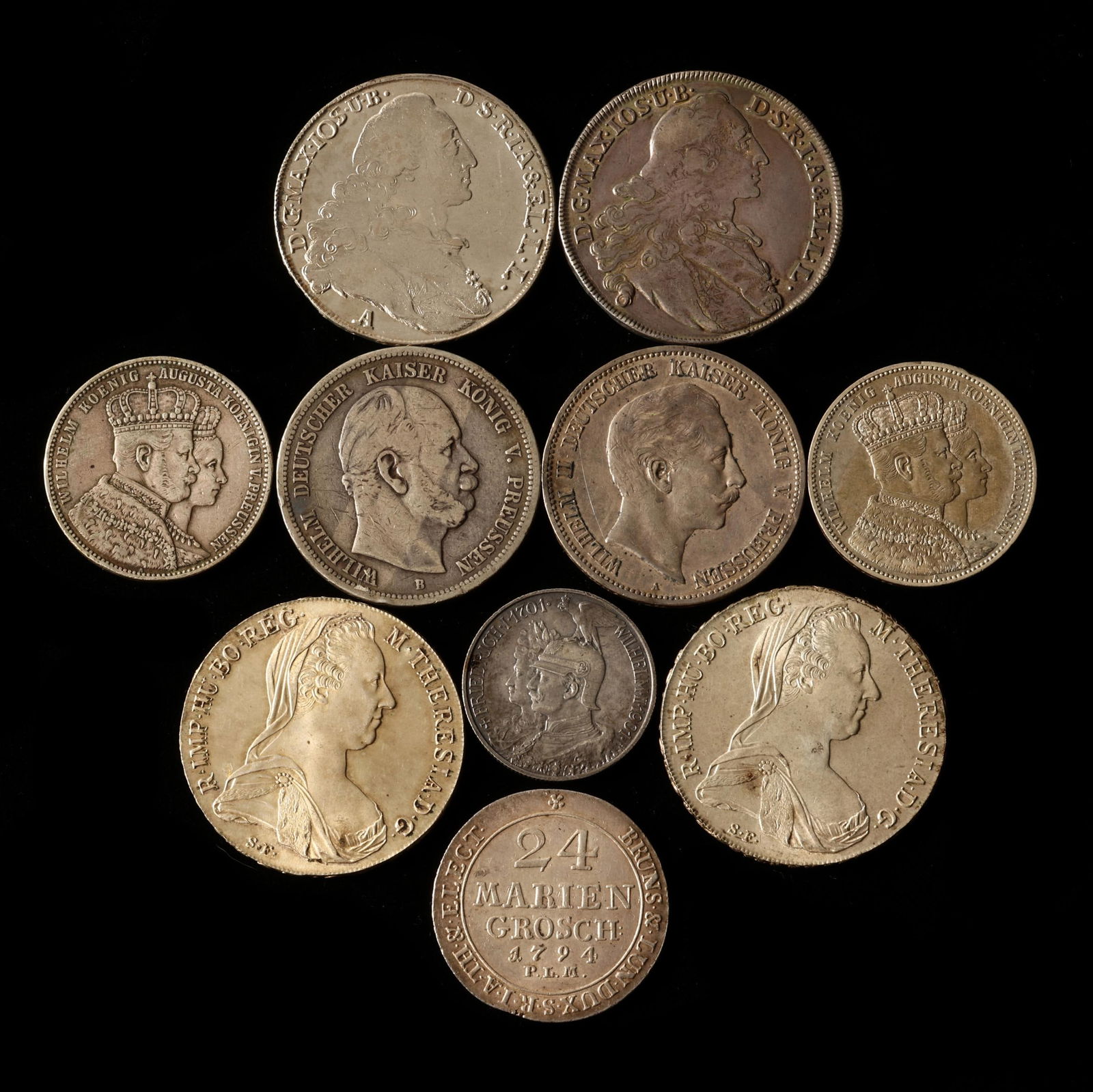 EIGHT (8) HISTORIC GERMAN SILVER