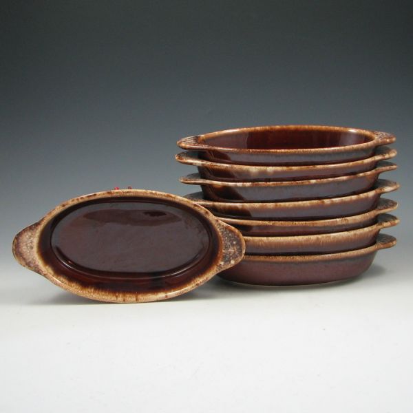 Eight (8) Hull Mirror Brown Oval