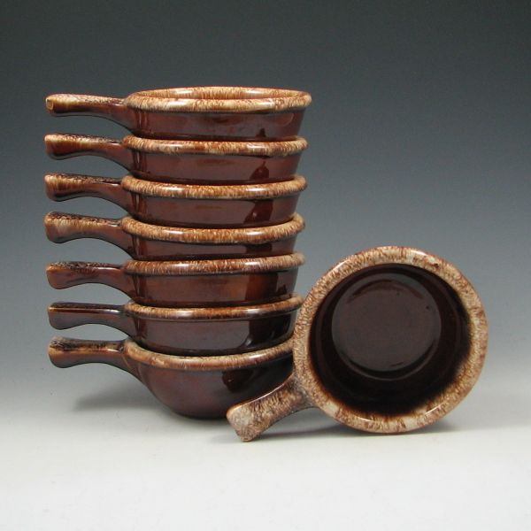 Eight (8) Hull Mirror Brown Handled