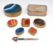 EIGHT AGATE TRINKET BOXES WITH