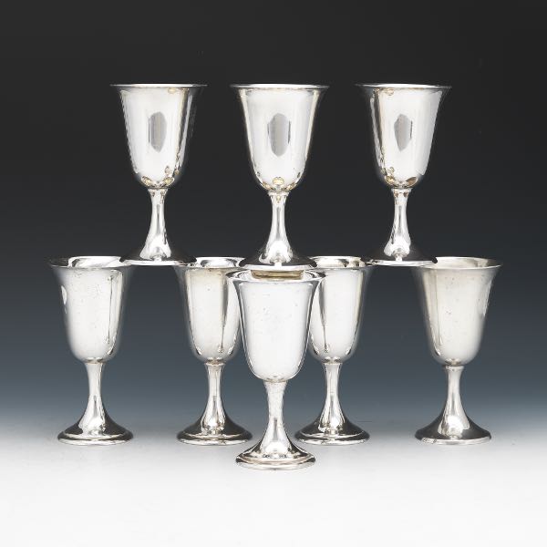 EIGHT ALVIN STERLING SILVER GOBLETS