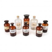 Eight Amber and Colorless Glas
